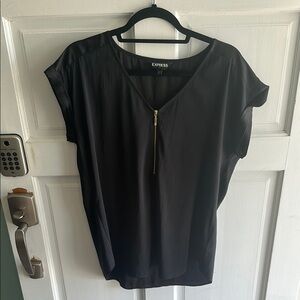 Express Gray Blouse Relaxed Fit Short Sleeve